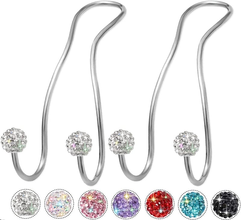MTGOCHA Bling Purse Hook for Car Headrest, Upgraded Cute Car Seat Hooks for Bag Handbag, Durable Stainless Auto Purse Hanger Holder 2 Pack, White - Image 1